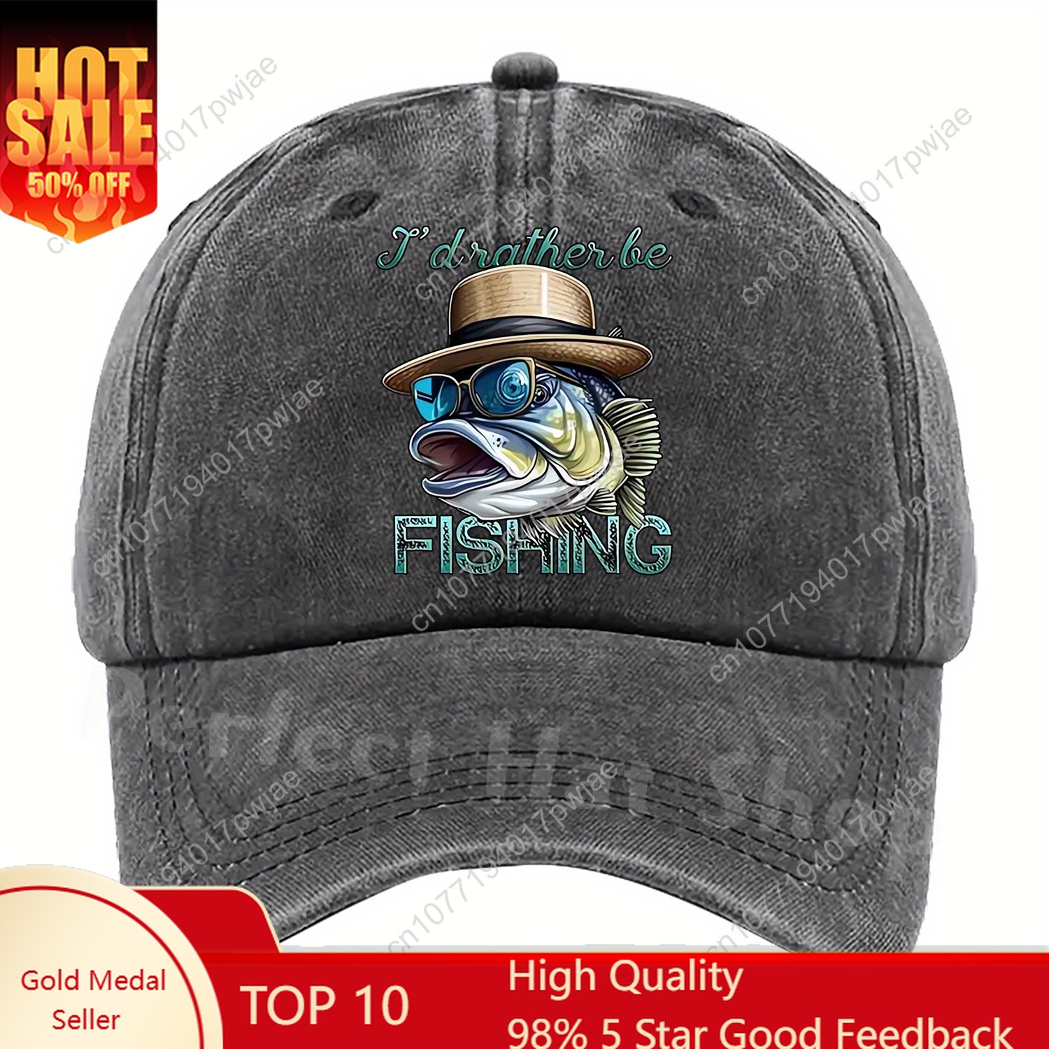 Baseball Cap Fitted - [Fishing Baseball Cap] Breathable Polyester 
