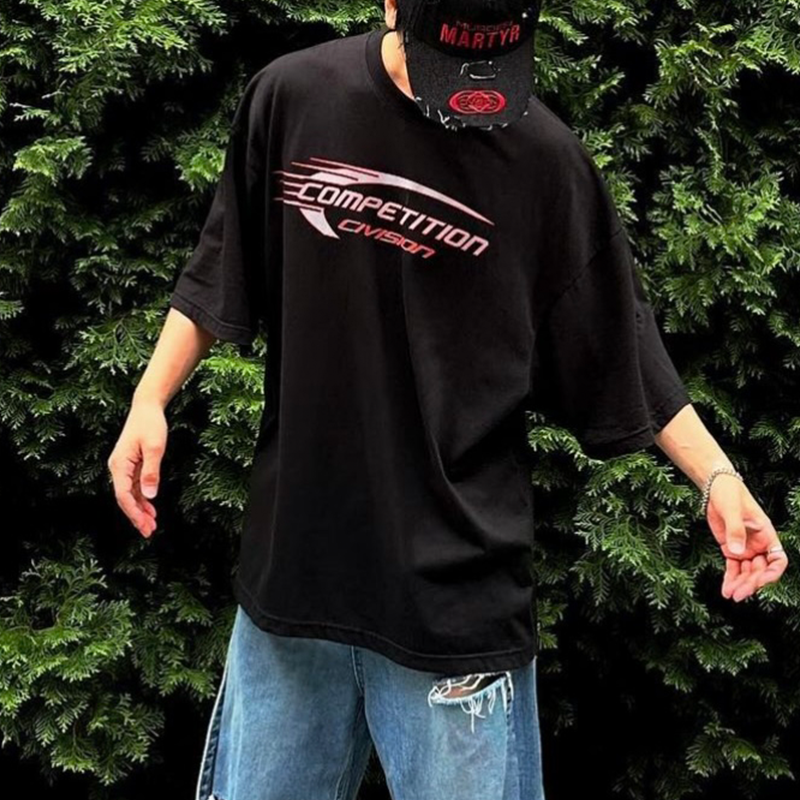 Street Fashion Logo - CIVISION Paris Street Style Men's Loose