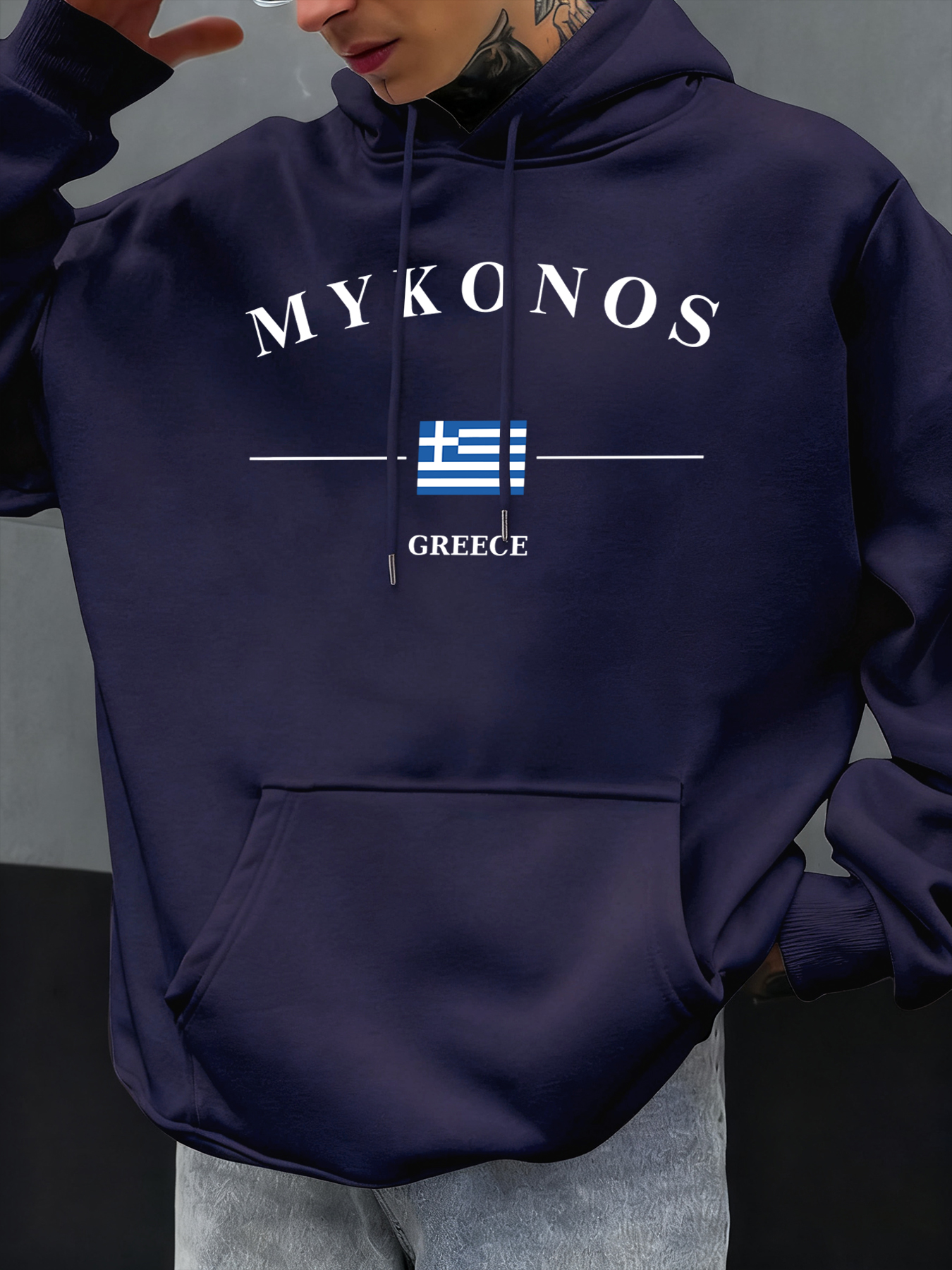 Street Fashion Greece - Mykonos Greece Letter And Flag Printed