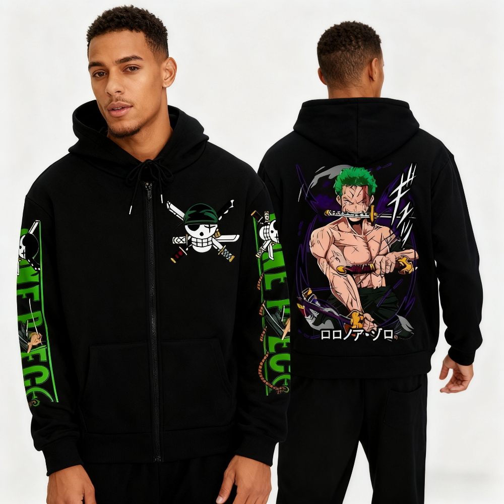 Graphic Hoodie Streetwear - Streetwear One Piece Zoro Anime Hoodie