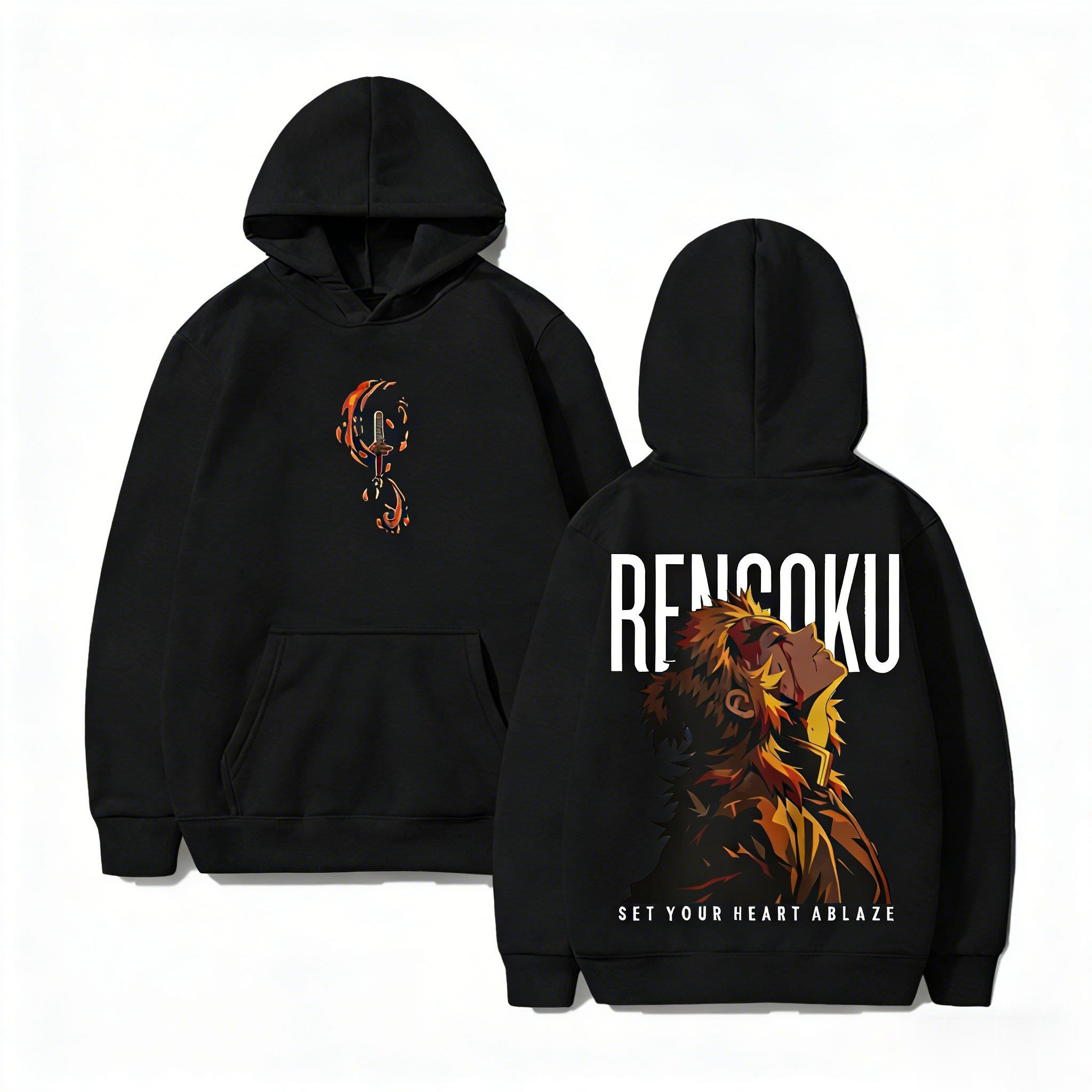 Graphic Hoodie Streetwear - Demon Slayer Rengoku Hoodie Anime Sweatshirt