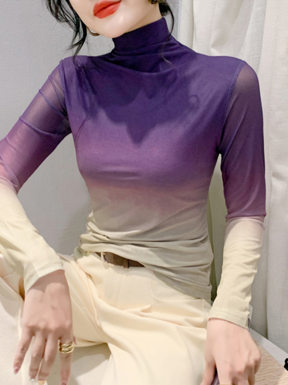 Street Fashion Style - Autumn Winter High Neck Mesh Base