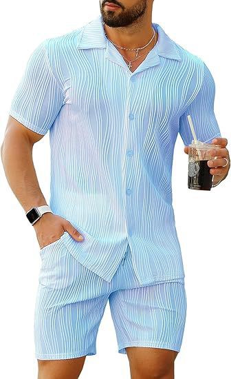 Men's 2 Piece Outfits Short Sl - Street Fashion Style 评论和价格
