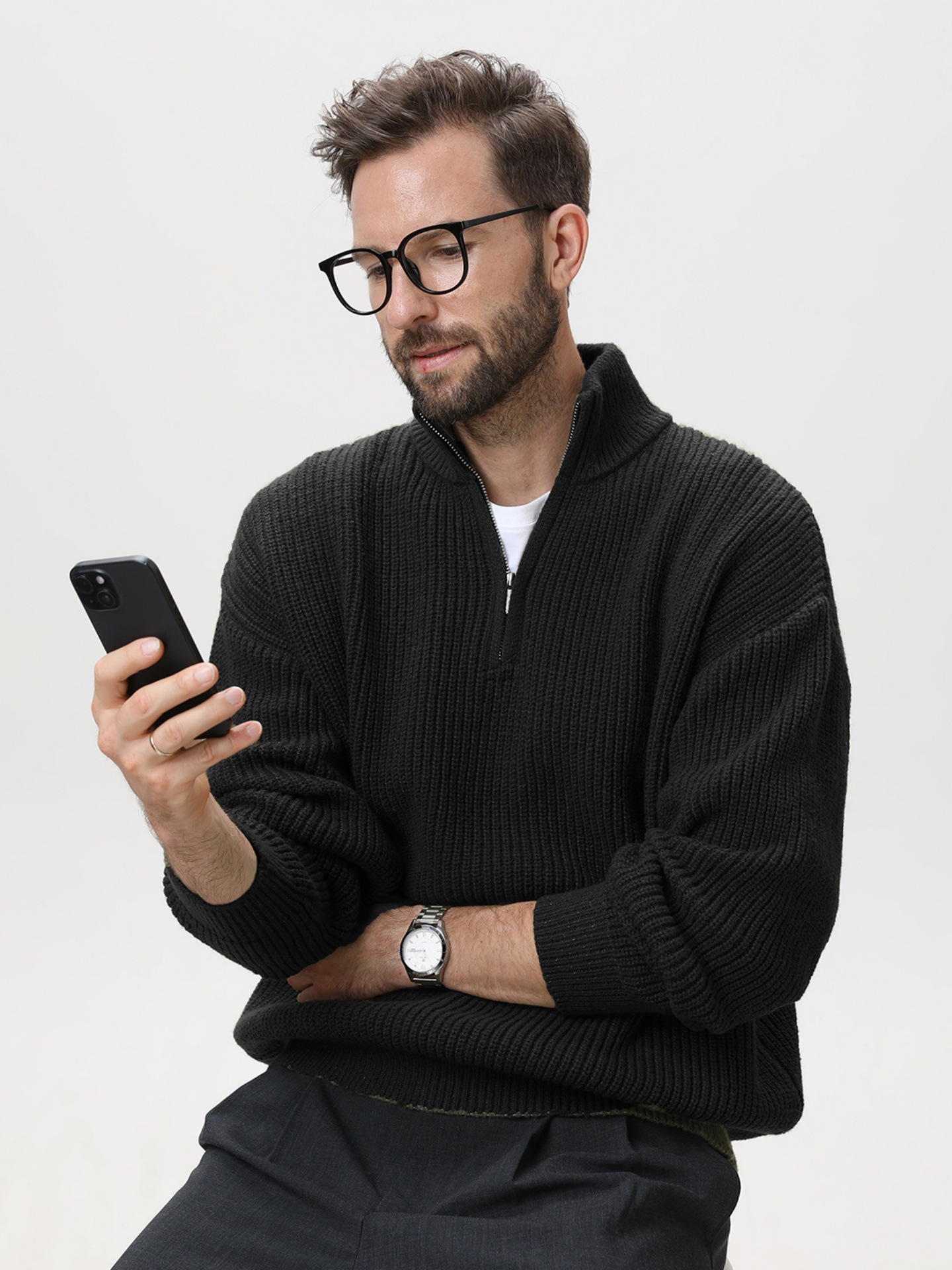 Fur Collar Pullovers Black Men - Street Fashion Week 评论和价格