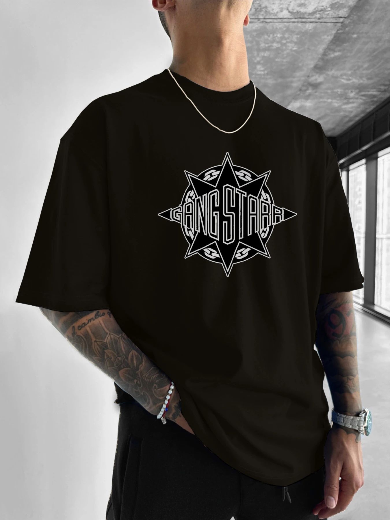 Gang Starr Logo Print T-Shirt  - Street Fashion Logo 评论和价格