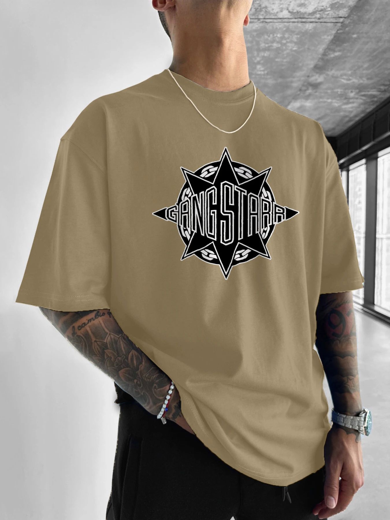 Gang Starr Logo Print T-Shirt  - Street Fashion Logo 评论和价格