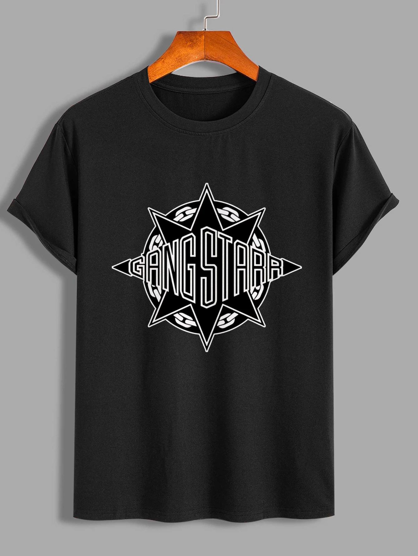 Gang Starr Logo Print T-Shirt  - Street Fashion Logo 评论和价格