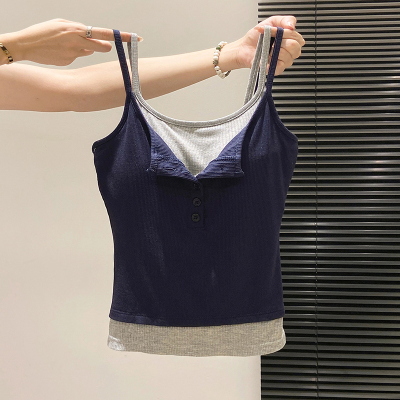Fashion Fake Two Piece Camisol - Street Fashion Korean Girl 评论和价格