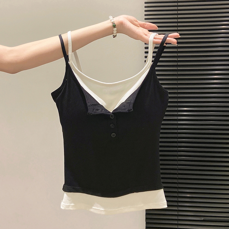 Fashion Fake Two Piece Camisol - Street Fashion Korean Girl 评论和价格