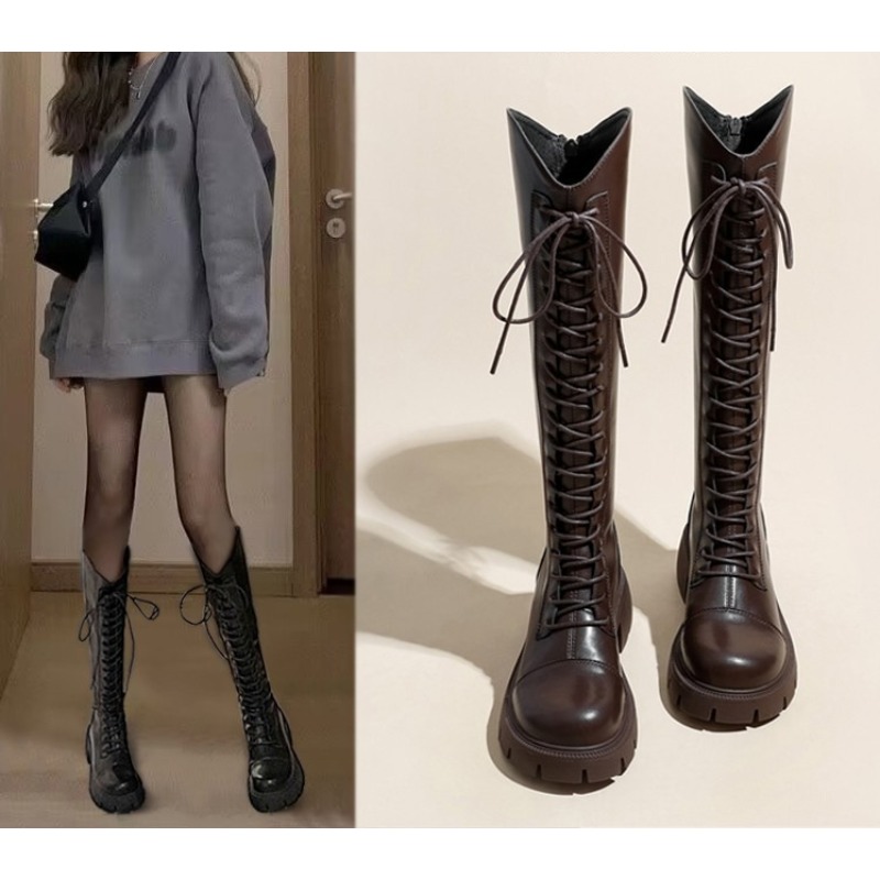 Winter Platform Cross Lace Up  - Street Fashion Female 评论和价格