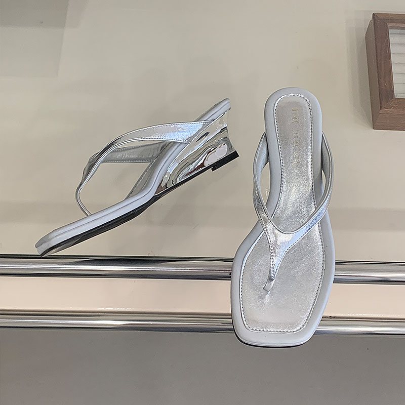 Silver Fashion Square Toe Wedg - Street Fashion Female 评论和价格