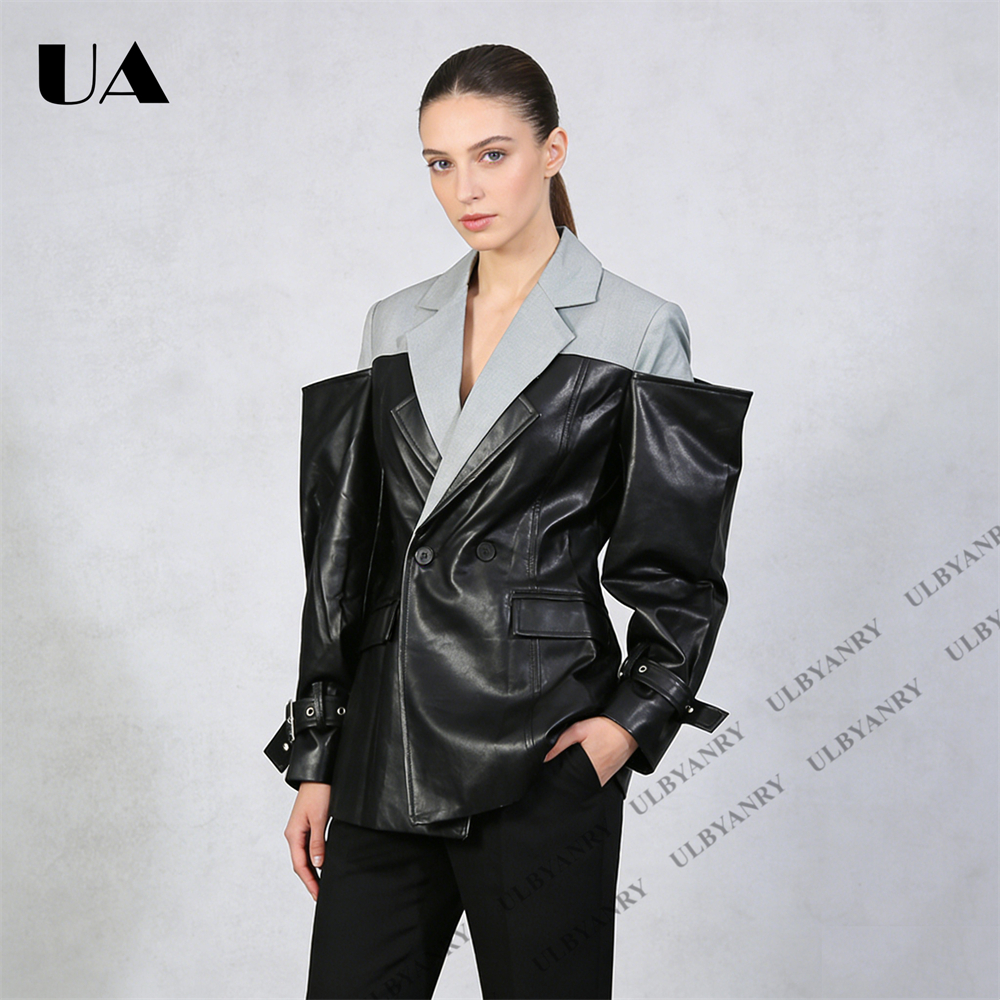 ULBYANRY Colorblock Faux Leath - Street Fashion Week 评论和价格