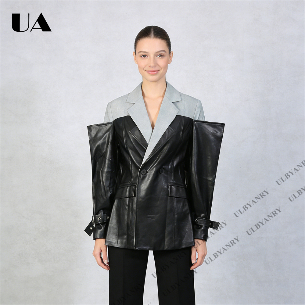 ULBYANRY Colorblock Faux Leath - Street Fashion Week 评论和价格