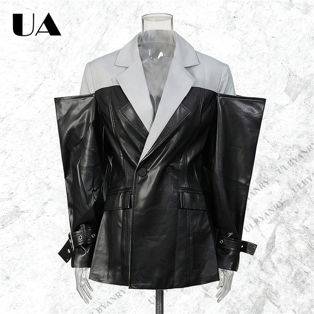 ULBYANRY Colorblock Faux Leath - Street Fashion Week 评论和价格