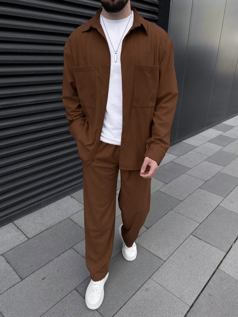 Men's corduroy two-piece outfi - Street Fashion Style 评论和价格