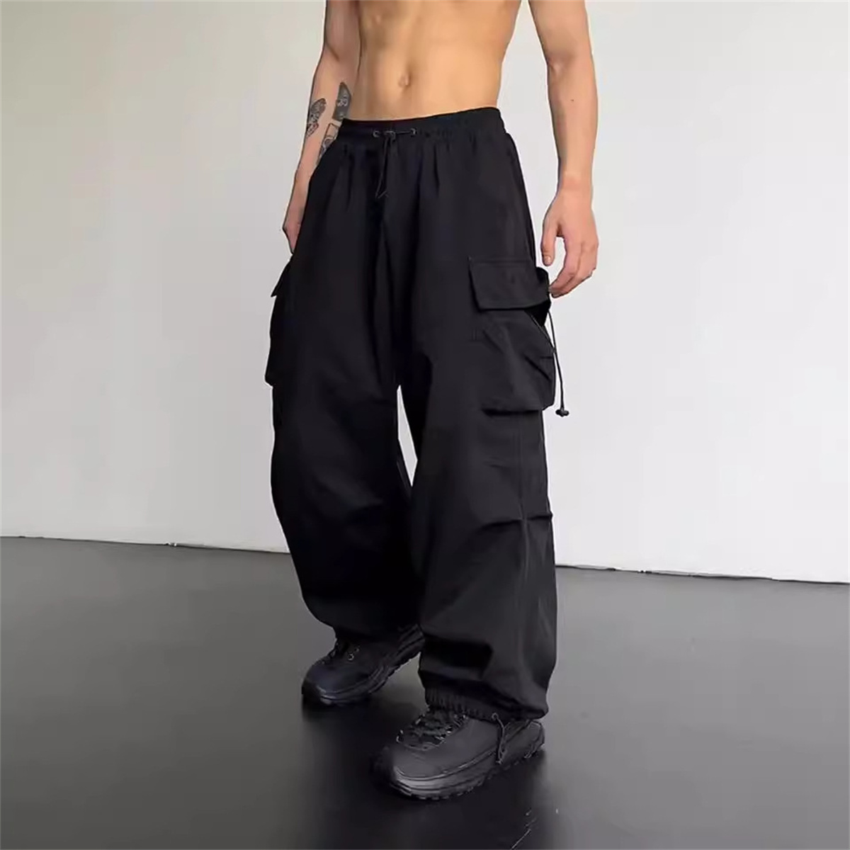 Black Men's Hip Hop Cargo Pant - Techwear Pants Tactical 评论和价格
