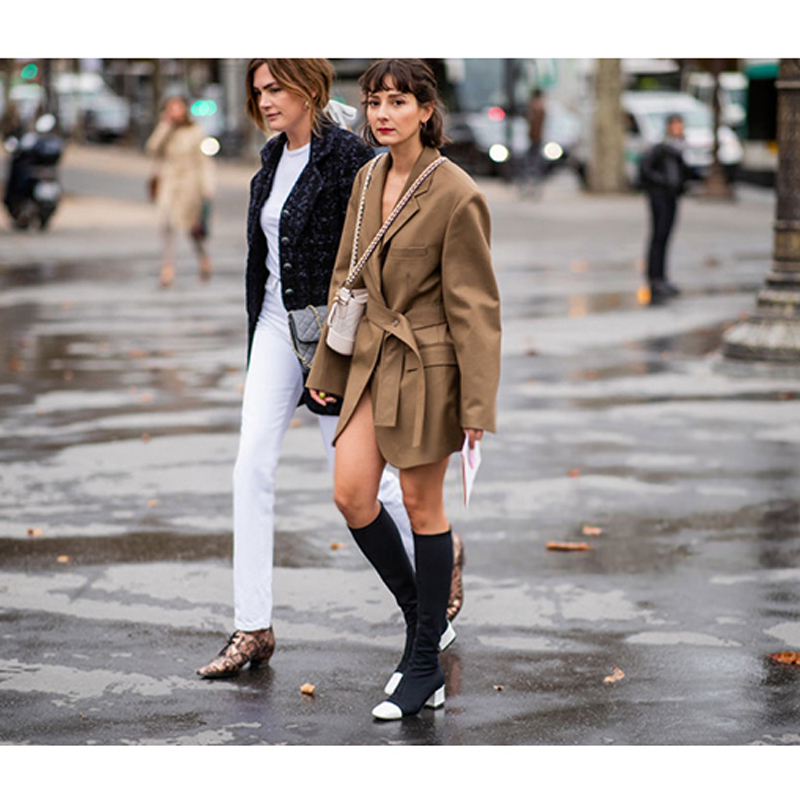 Chic Khaki Midi Suit Dress Fas - Street Fashion Week 评论和价格