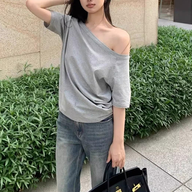 Summer Female T-shirts Off Sho - Street Fashion Korean Girl 评论和价格
