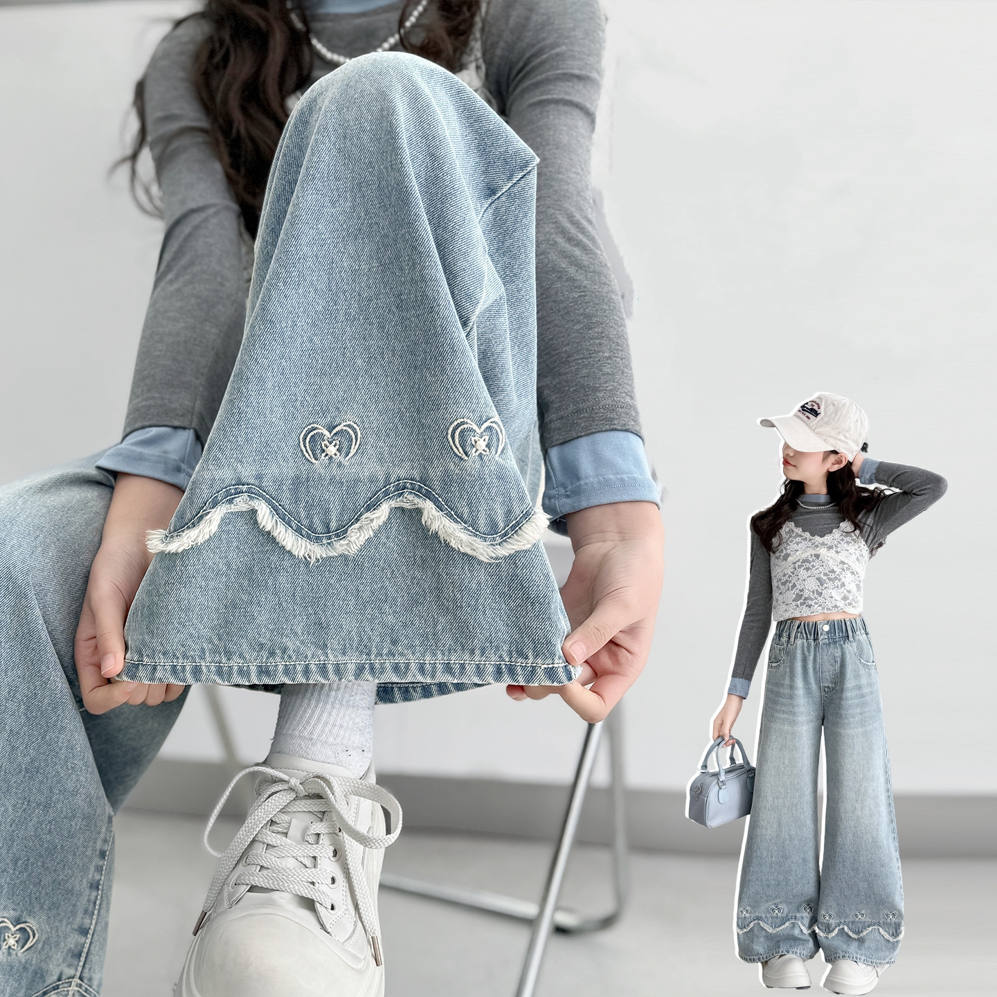 Korean Child Fashion Jeans tro - Street Fashion Korean Girl 评论和价格