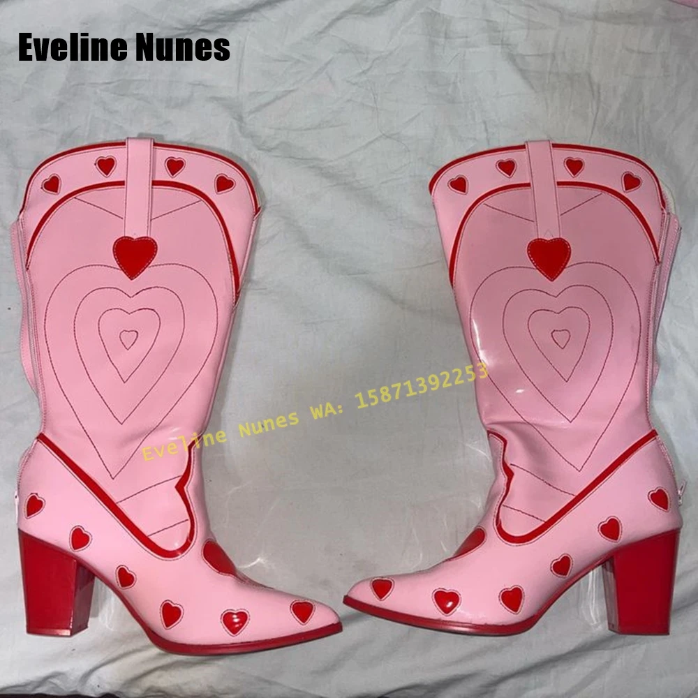 Pink Heart Space Cowgirl Boots - Street Fashion Female 评论和价格