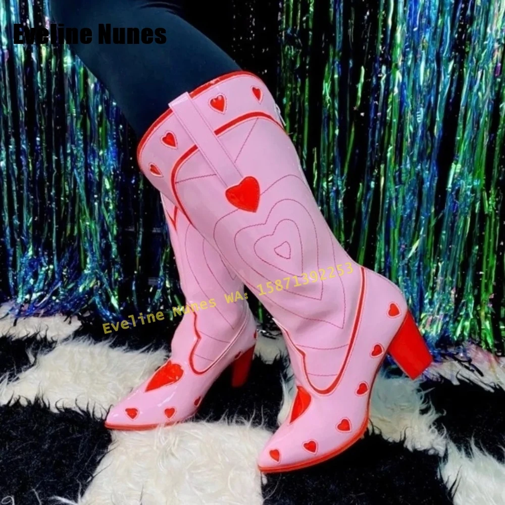 Pink Heart Space Cowgirl Boots - Street Fashion Female 评论和价格