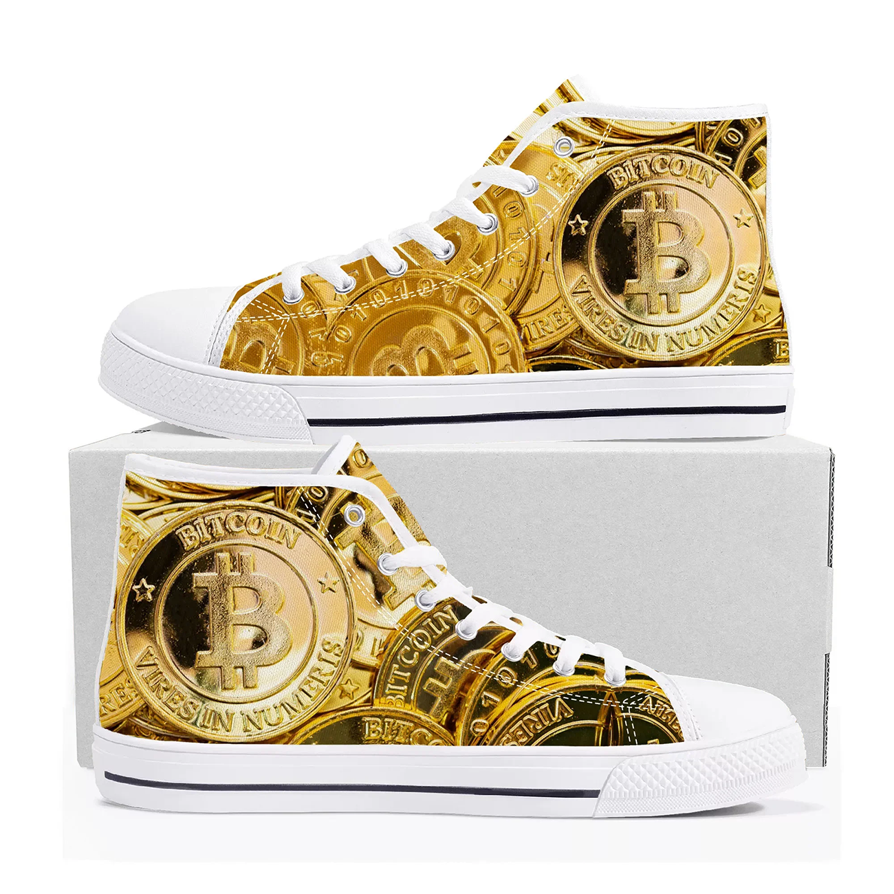 Bitcoin Logo Custom Canvas Sho - Street Fashion Logo 评论和价格