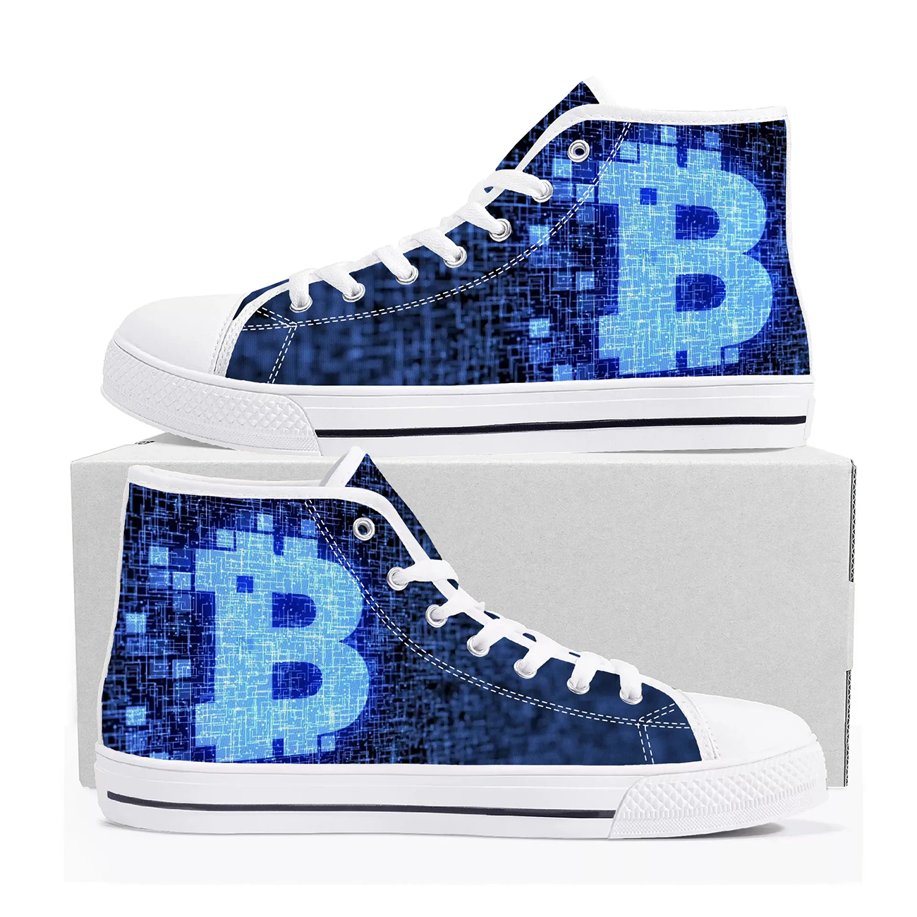 Bitcoin Logo Custom Canvas Sho - Street Fashion Logo 评论和价格