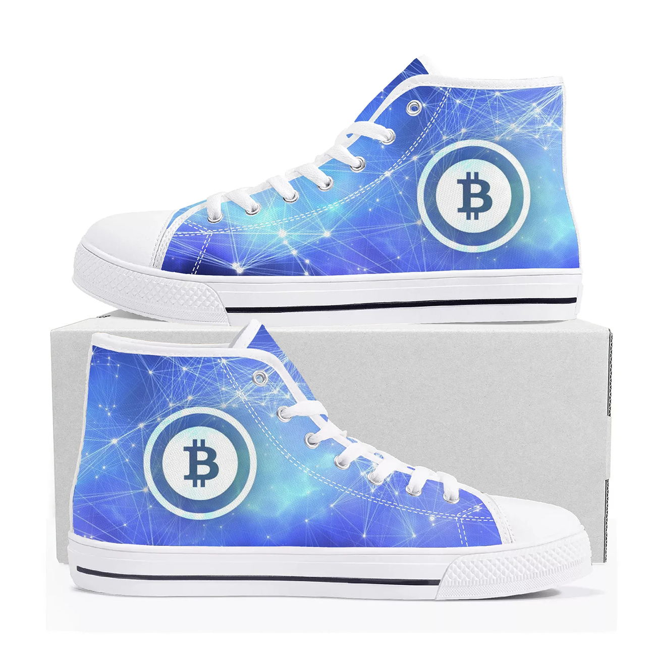 Bitcoin Logo Custom Canvas Sho - Street Fashion Logo 评论和价格