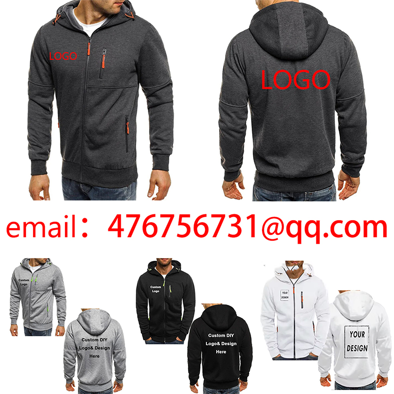 Trendy new men's hooded zipper - Street Fashion Logo 评论和价格