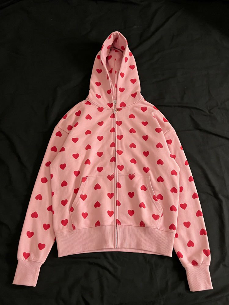 Cute All Over Heart Graphic Zi - Graphic Hoodie Streetwear 评论和价格