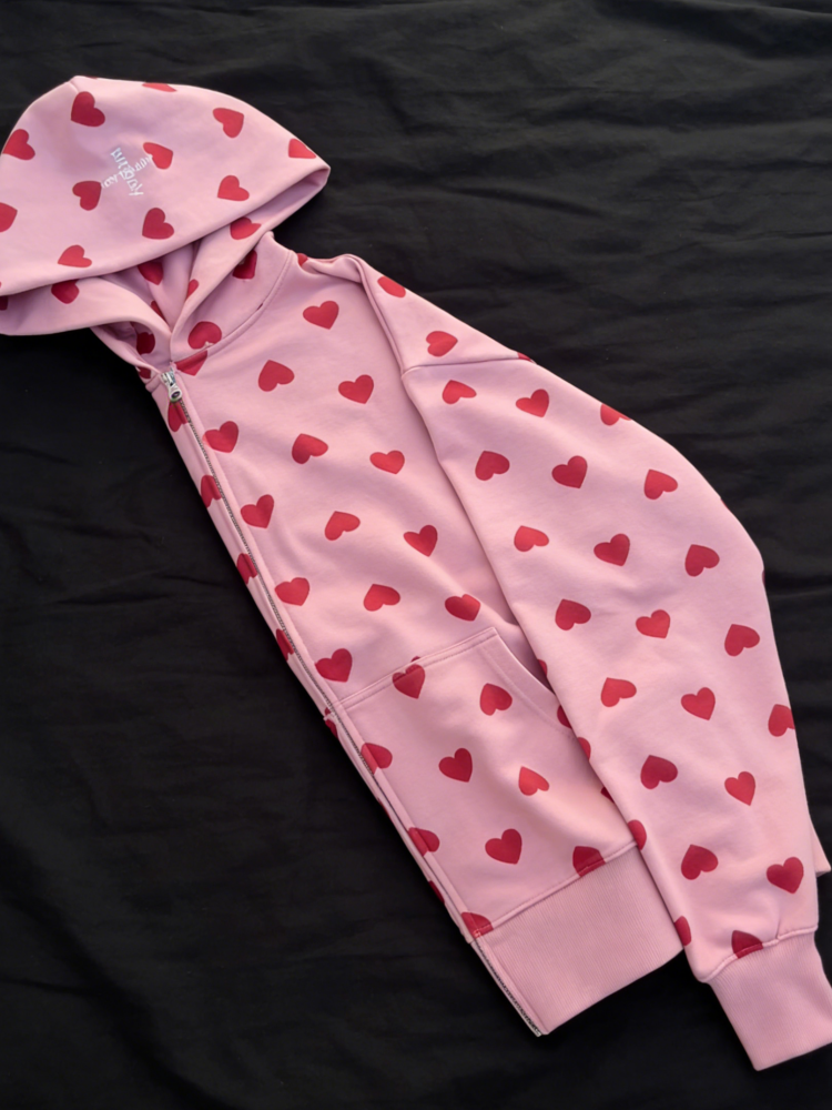 Cute All Over Heart Graphic Zi - Graphic Hoodie Streetwear 评论和价格